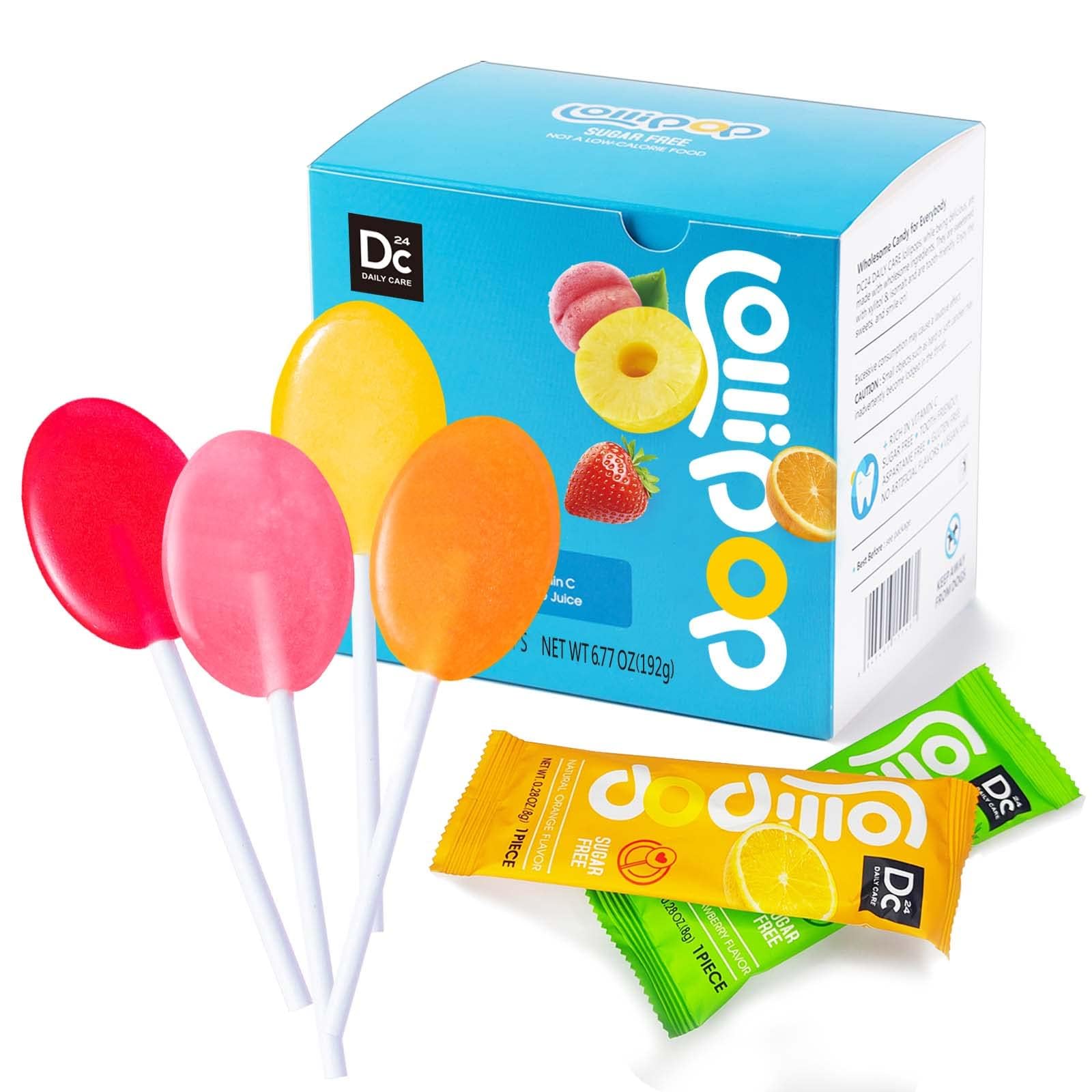 DC24 Sugar Free Lollipops with Vitamin C for Kids, Non-GMO, Gluten Free, Assorted Fruit Flavors, 24 Count  
DC24 Healthy