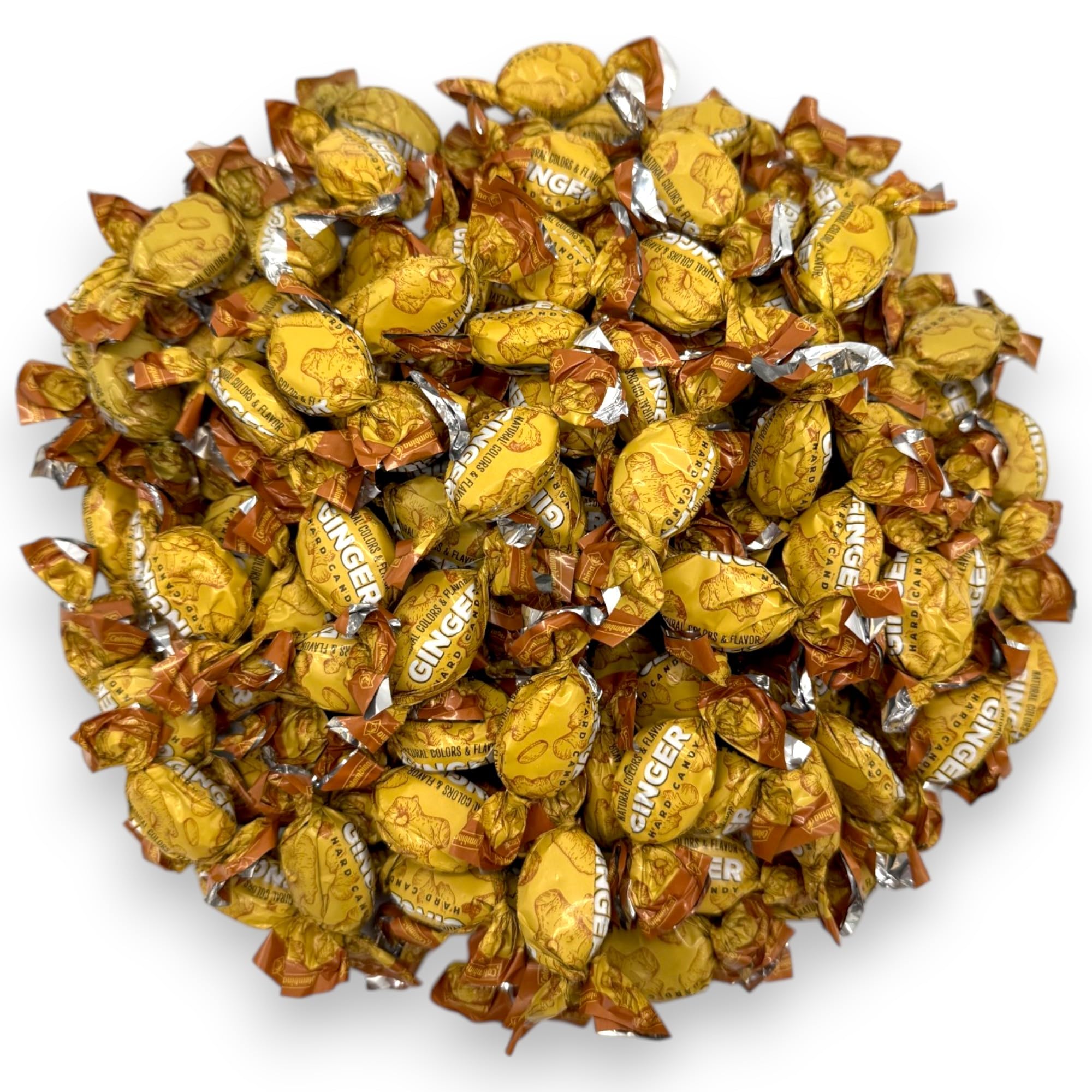 Ginger Hard Candy - Nausea Relief and Digestion Aid for Adults | 1.5 lbs Individually Wrapped Hard Candy
| Ginger Hard